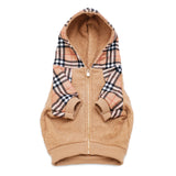 Frenchie Dog Hoodie - Tan Tartan from Frenchie Bulldog