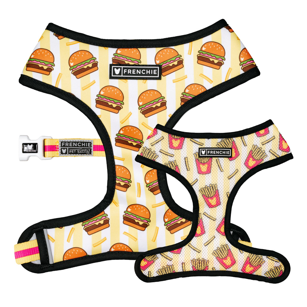 Frenchie Duo Reversible Harness - Burger N Fries from Frenchie Bulldog