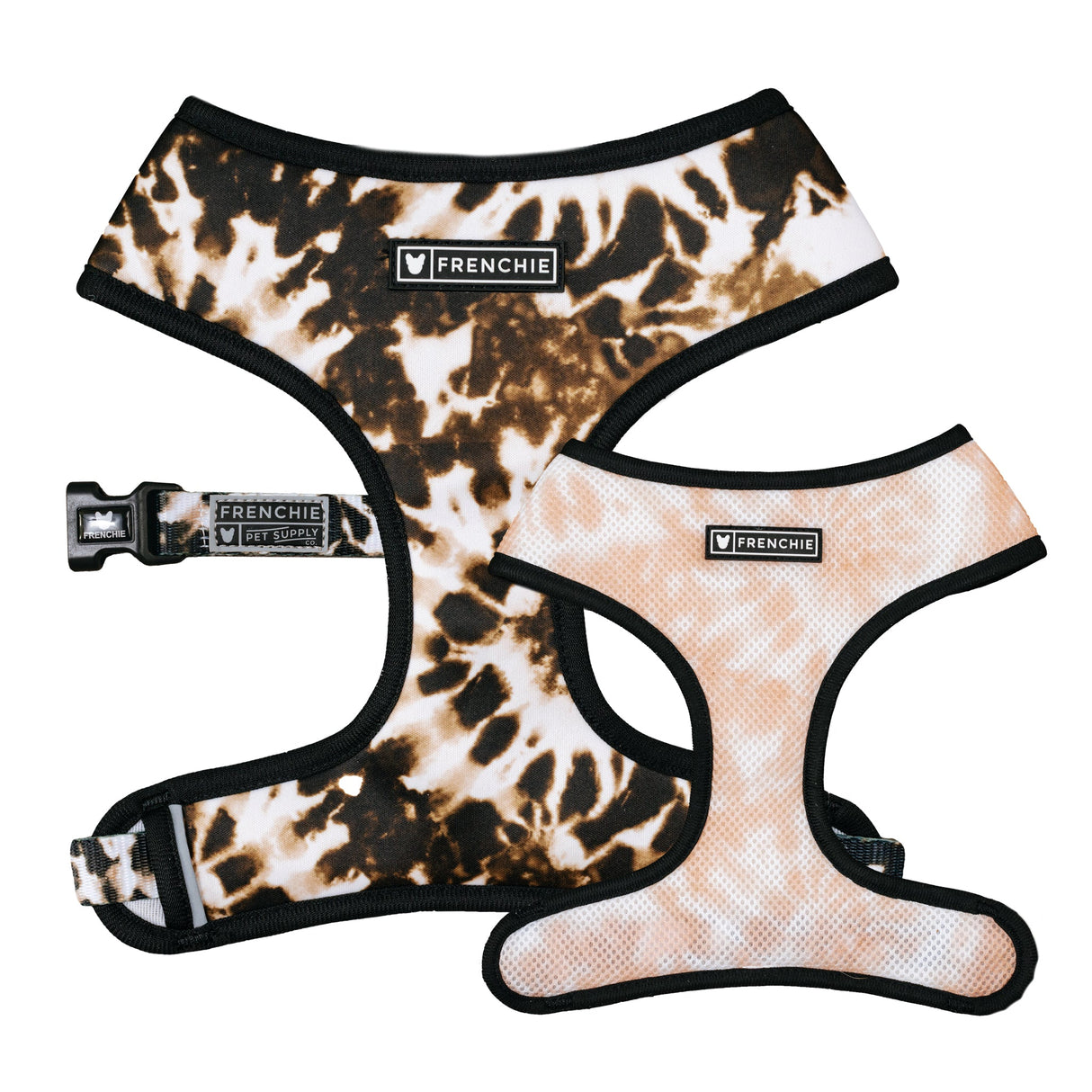 Frenchie Duo Reversible Harness - Earthy Tie Dye from Frenchie Bulldog