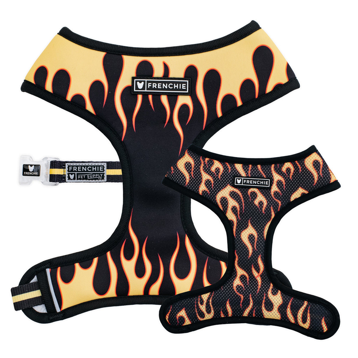 Frenchie Duo Reversible Harness - Flames (Orange) from Frenchie Bulldog