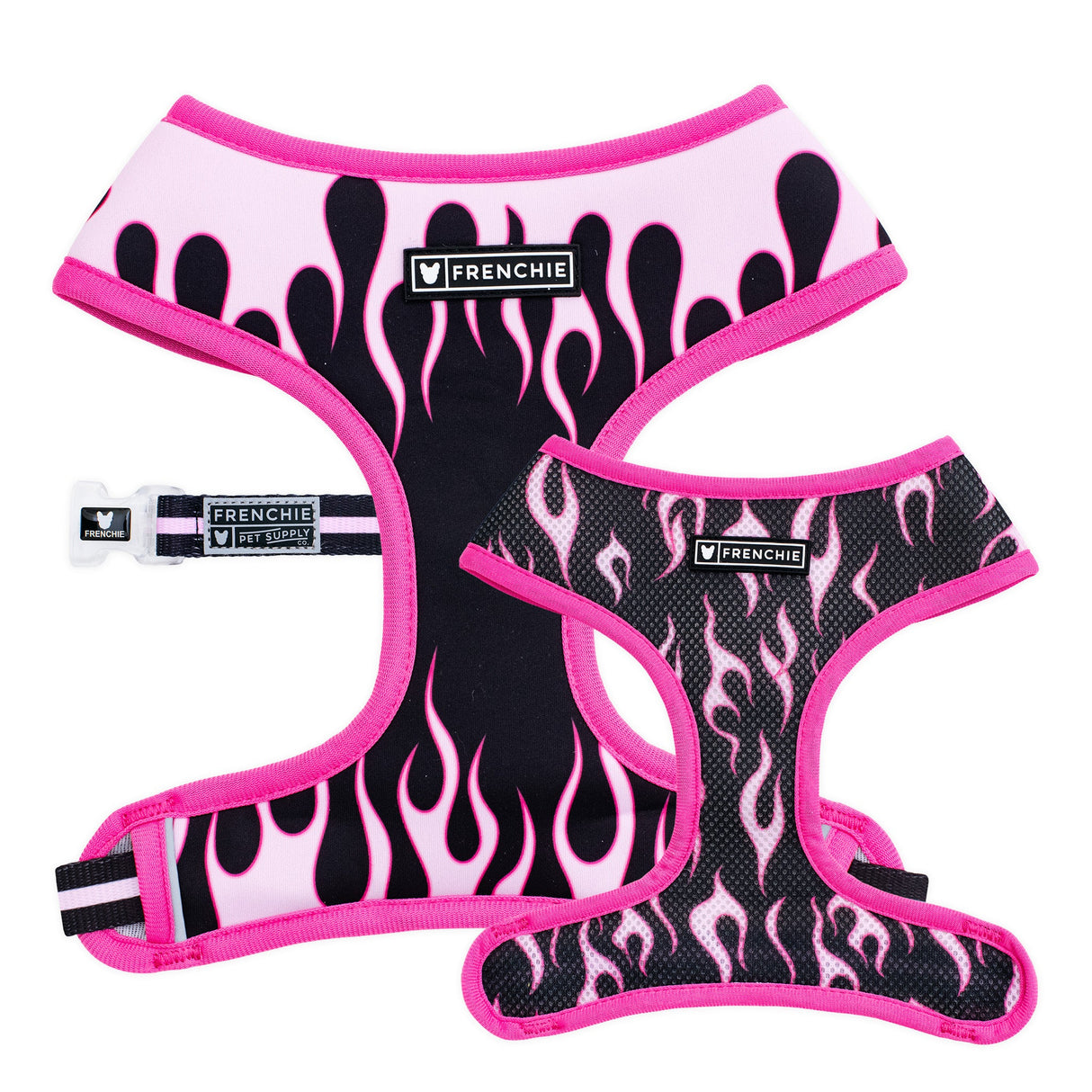 Frenchie Duo Reversible Harness - Flames (Pink) from Frenchie Bulldog