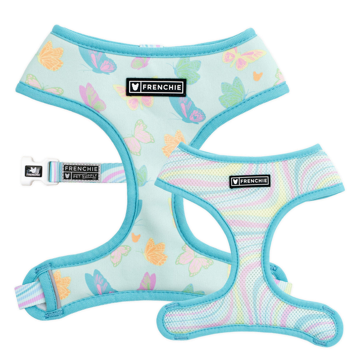Frenchie Duo Reversible Harness - Pastel Butterfly from Frenchie Bulldog