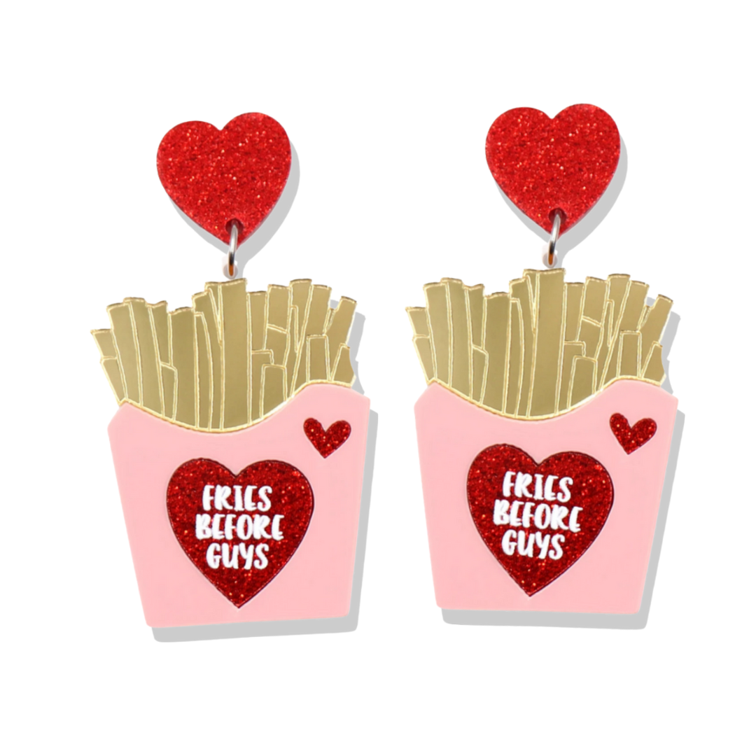 Fries Before Guys - Red Glitter Earrings from Medusa's Makeup