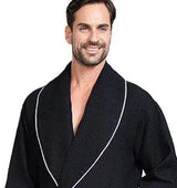 Premium Waffle Piping Robe for Men From Lotus Linen