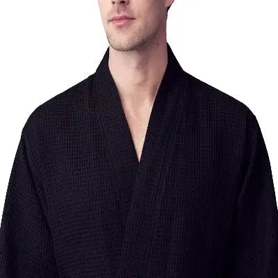Waffle Kimono Spa Bathrobe for Men -  Absorbent, Lightweight From Lotus Linen