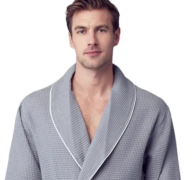 Premium Waffle Piping Robe for Men From Lotus Linen