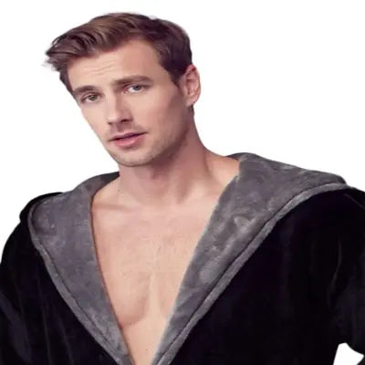 Hooded Plush Bathrobe for Men From Lotus Linen