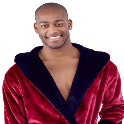 Hooded Plush Bathrobe for Men From Lotus Linen