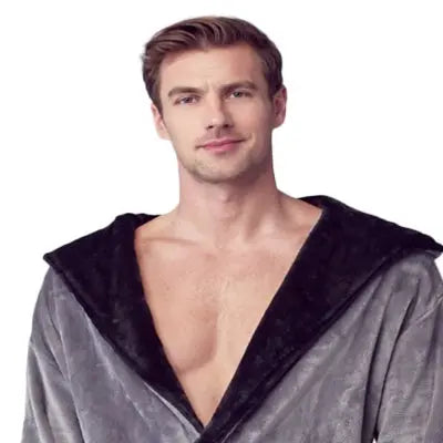 Hooded Plush Bathrobe for Men From Lotus Linen