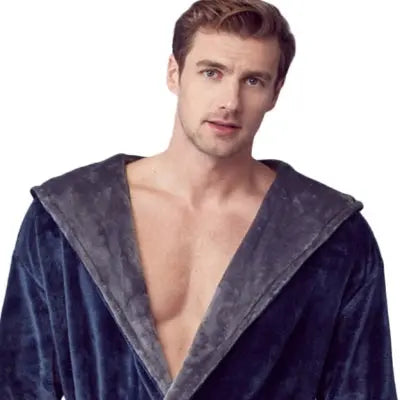 Hooded Plush Bathrobe for Men From Lotus Linen
