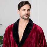 Fleece Bathrobe With Shawl Collar for Men From Lotus Linen