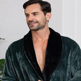 Fleece Bathrobe With Shawl Collar for Men From Lotus Linen