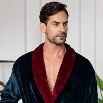 Fleece Bathrobe With Shawl Collar for Men From Lotus Linen