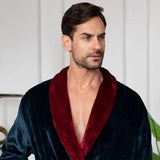 Fleece Bathrobe With Shawl Collar for Men From Lotus Linen