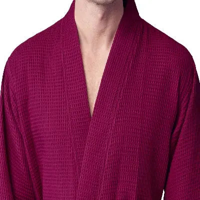Waffle Kimono Spa Bathrobe for Men -  Absorbent, Lightweight From Lotus Linen