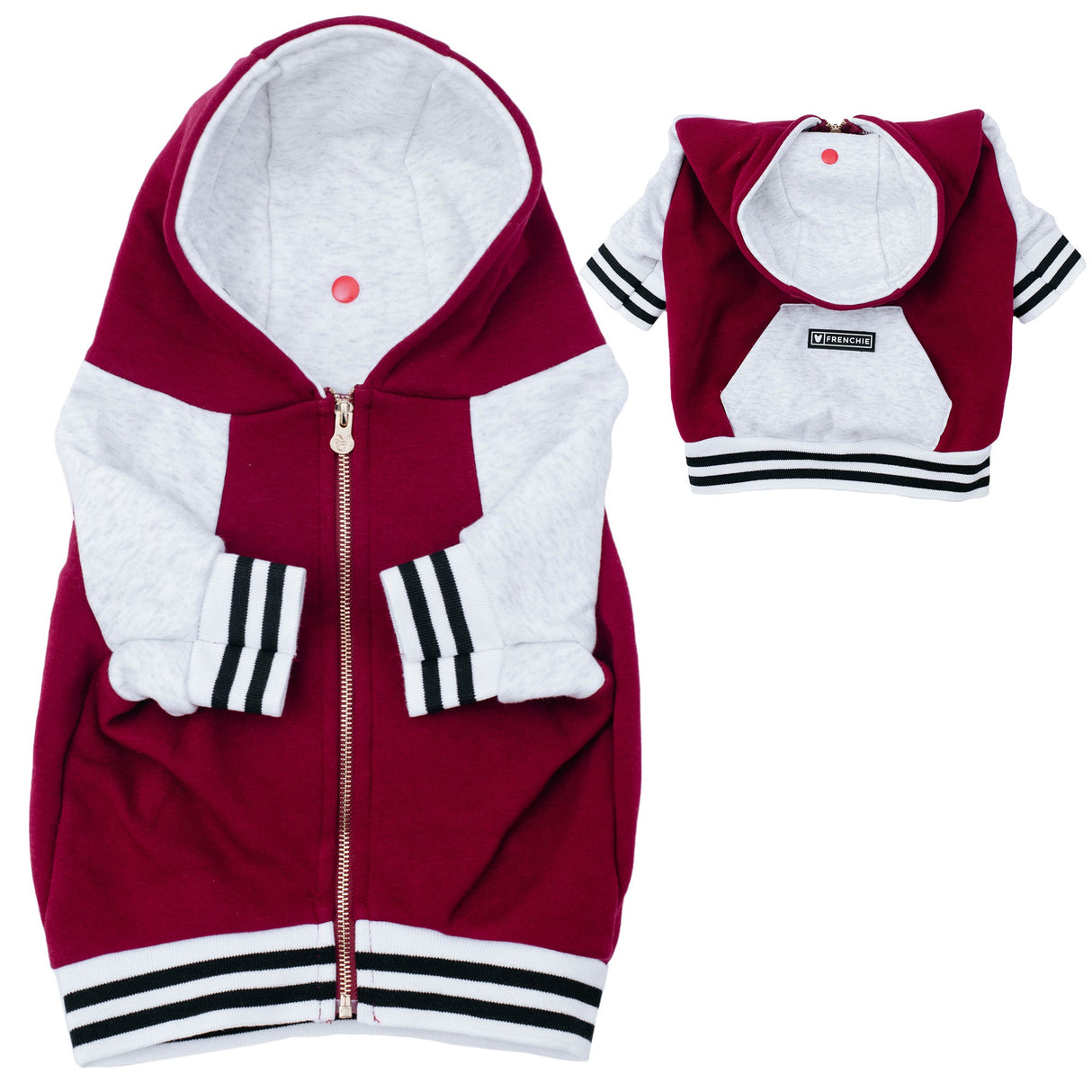 Frenchie Dog Hoodie - Ruby Varsity from Frenchie Bulldog