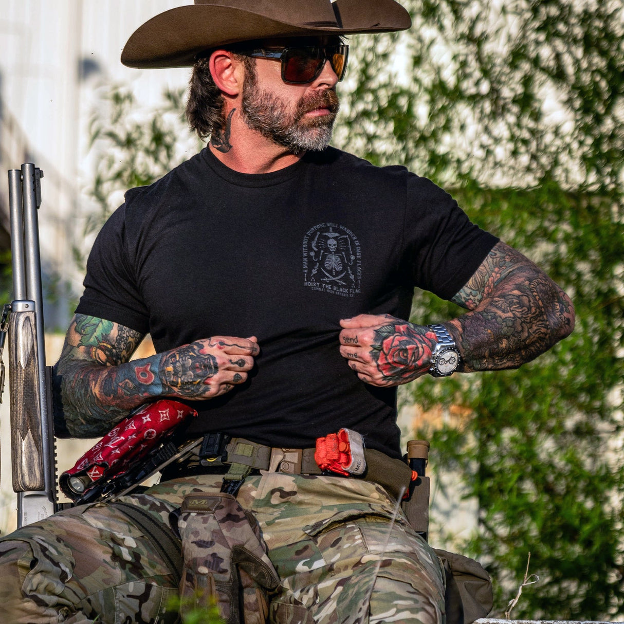 Hoist the Black Flag Skull & Bones Men's T-Shirt From Combat Iron Apparel