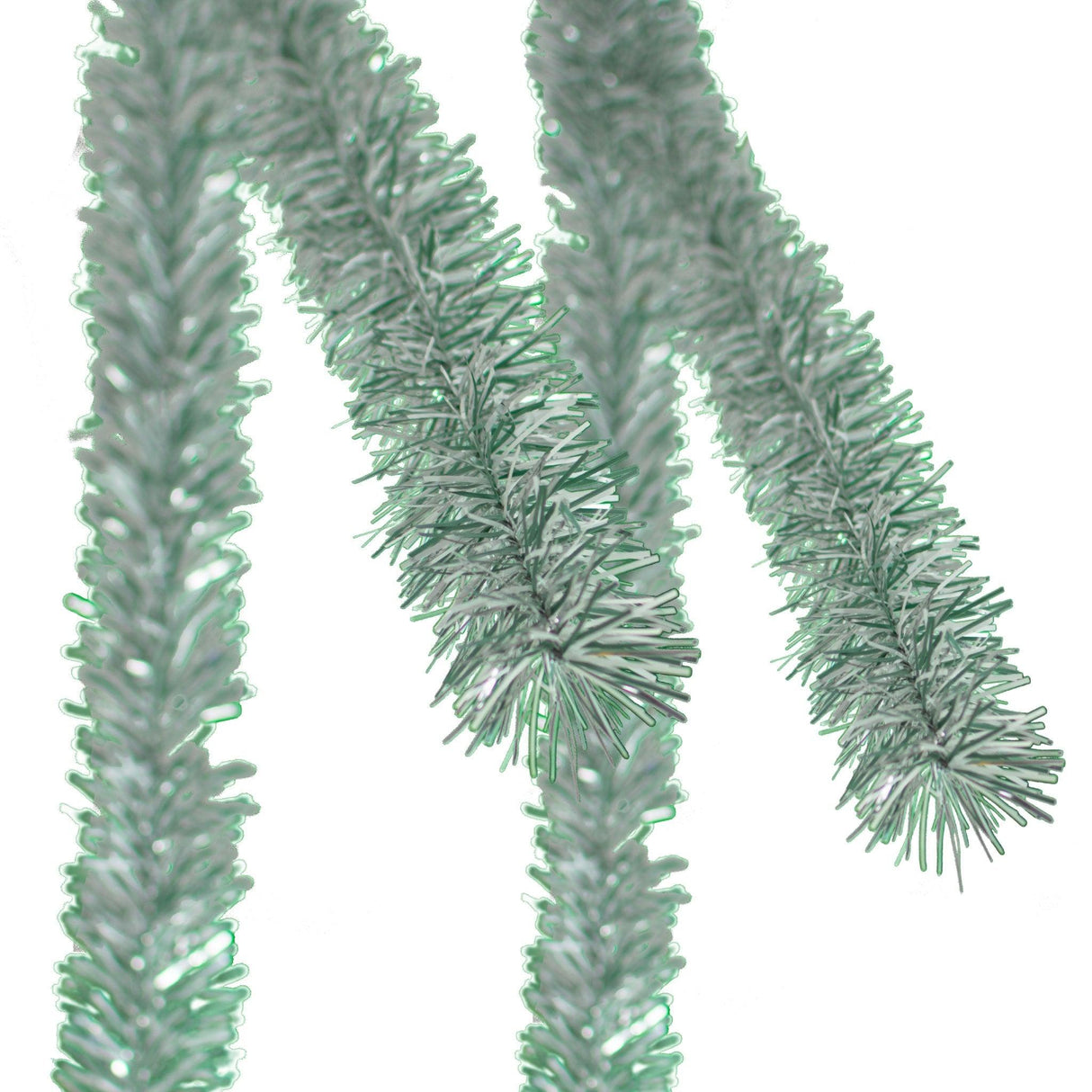 Frosty White, Green, and Silver Tinsel Garland from Lee Display