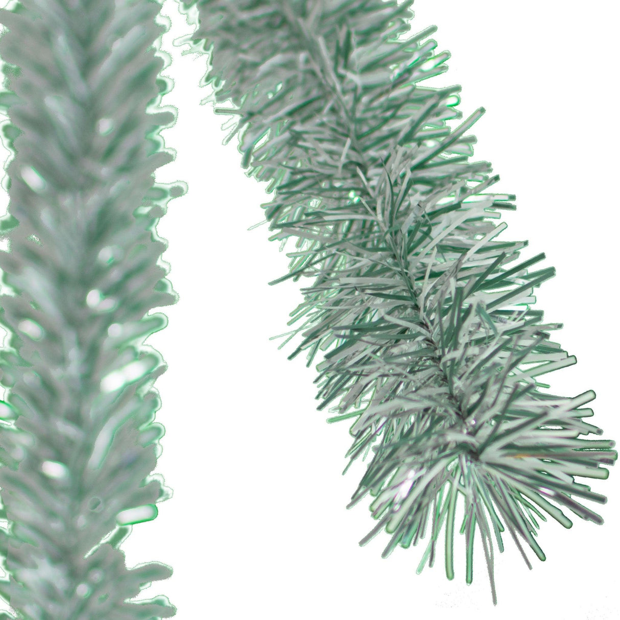 Frosty White, Green, and Silver Tinsel Garland from Lee Display