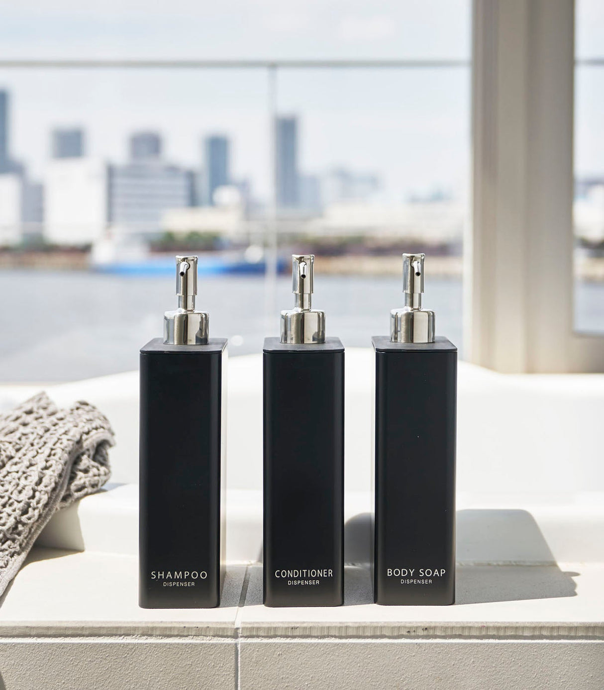 Rectangle Dispenser Bundle - Shampoo, Conditioner, and Body Soap from Yamazaki Home