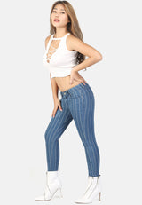 striped skinny jeans from London Rag International