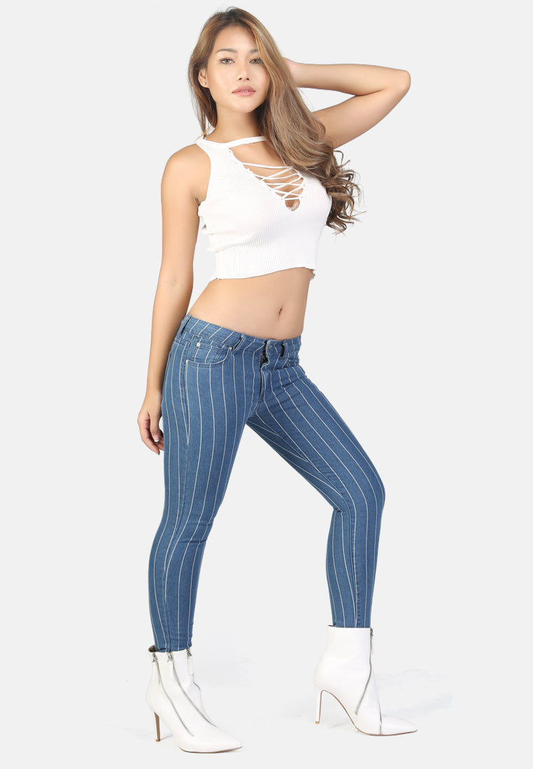 striped skinny jeans from London Rag International