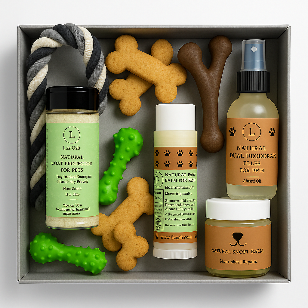 Pet Pampering Gift Box -All-Natural Pet Wellness Kit – Soothing Balms & Herbal Coat Powder from Lizush