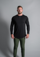 L/S Henley Curved Hem from Ten/10 Apparel