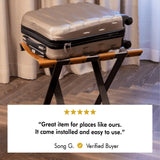 Ashley-Foldable Metal Luggage Rack with Genuine Leather from VITAHOME DESIGN LLC