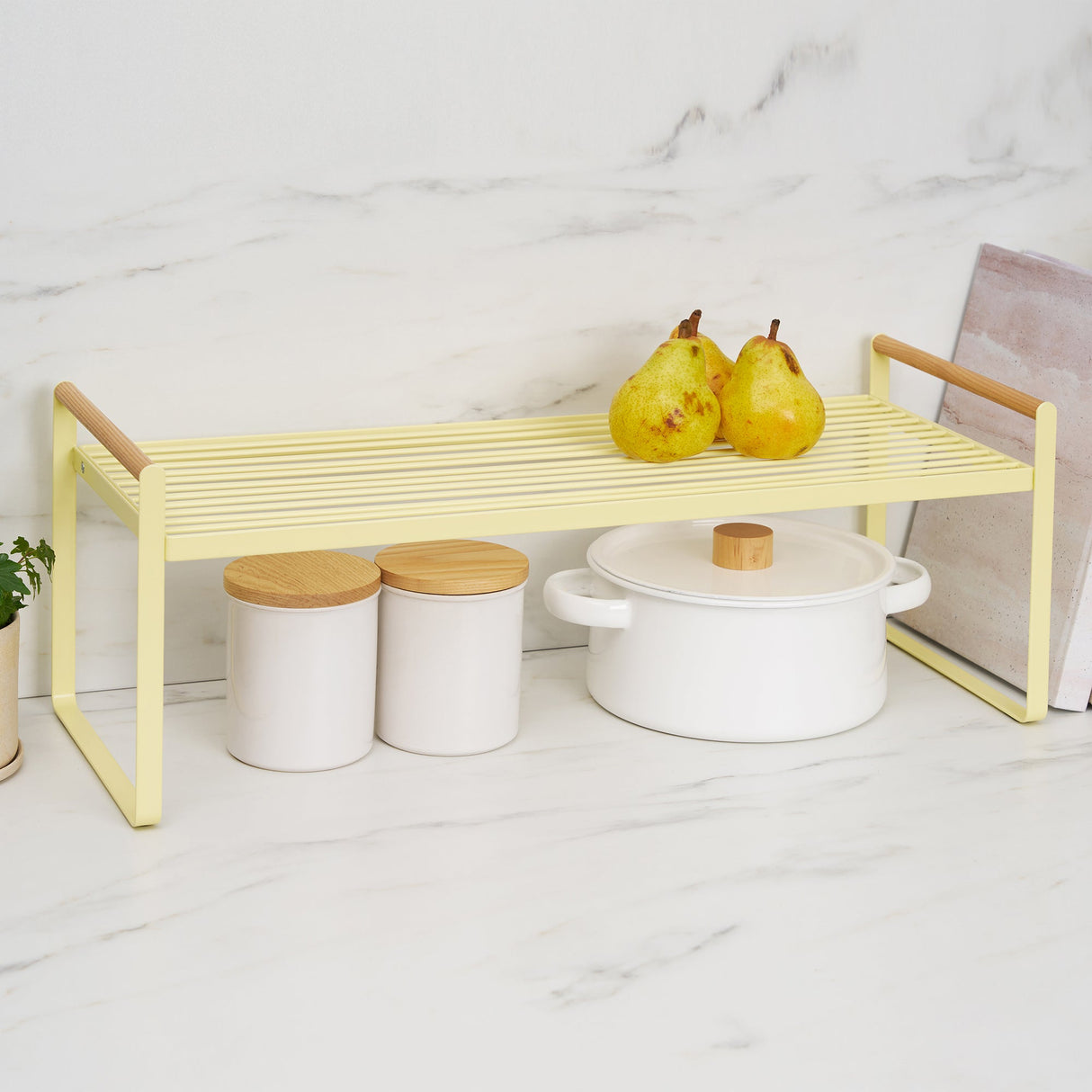 Countertop Wire Shelf - Steel + Wood - Yellow Pear from Yamazaki Home