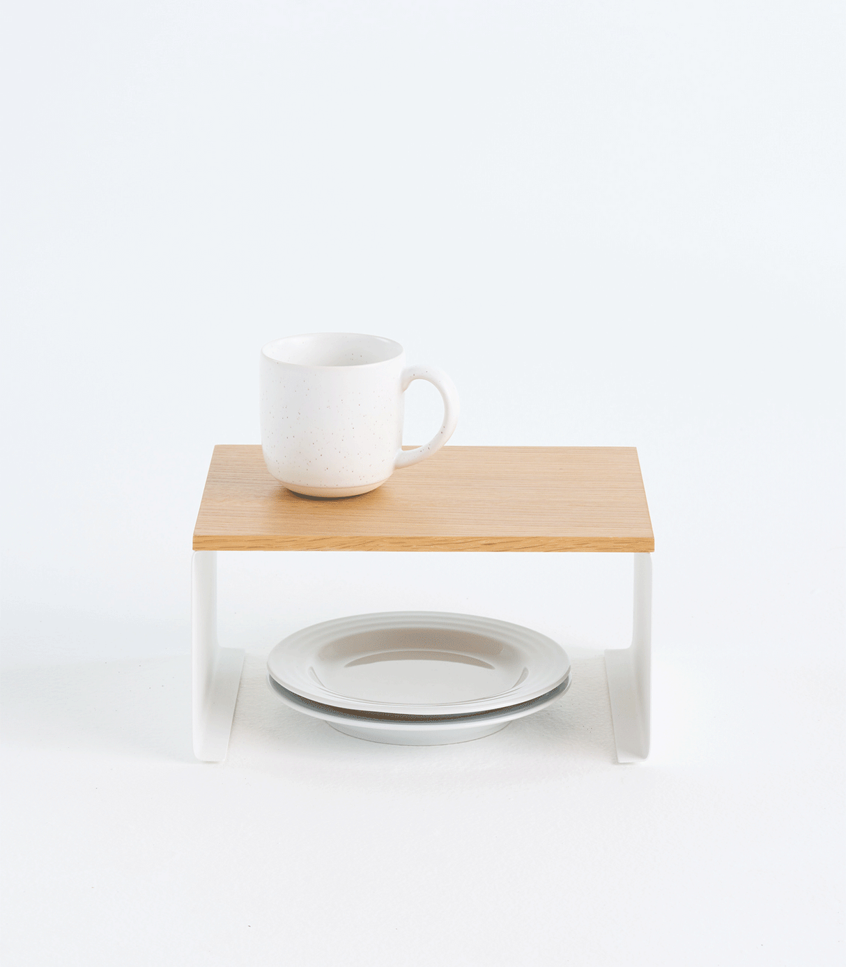 Stackable Countertop Shelf - Two Sizes - Steel + Wood from Yamazaki Home