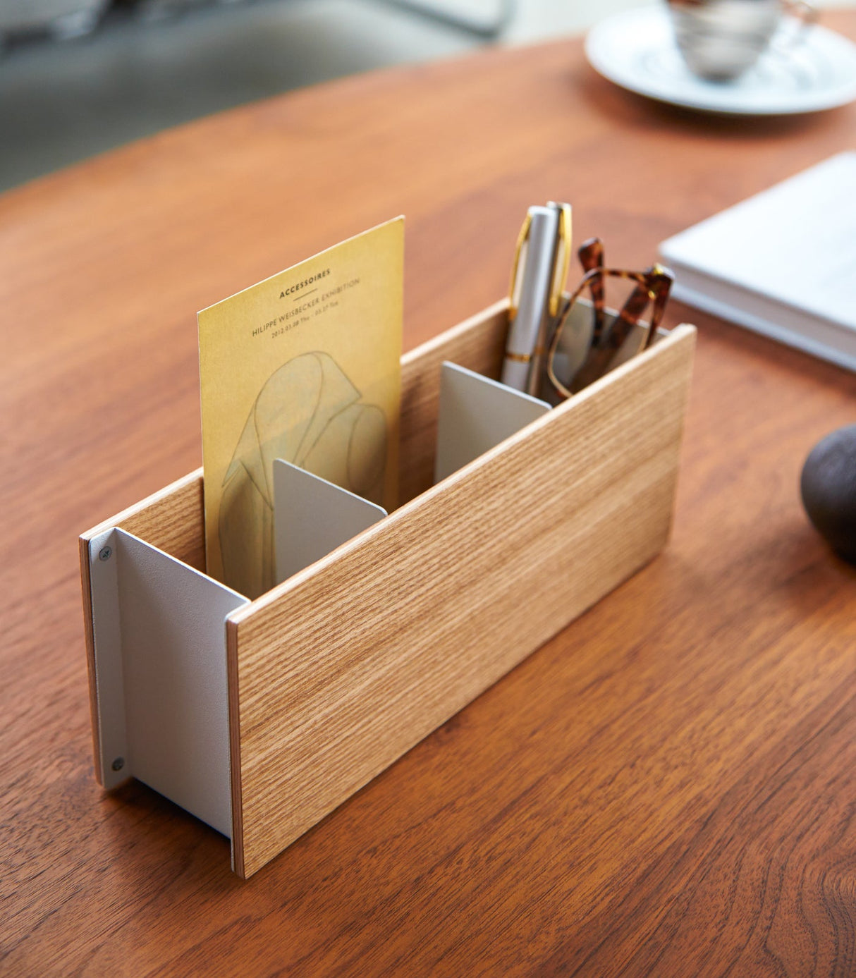 Desk Organizer - Two Sizes - Steel + Wood from Yamazaki Home