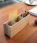 Desk Organizer - Two Sizes - Steel + Wood from Yamazaki Home