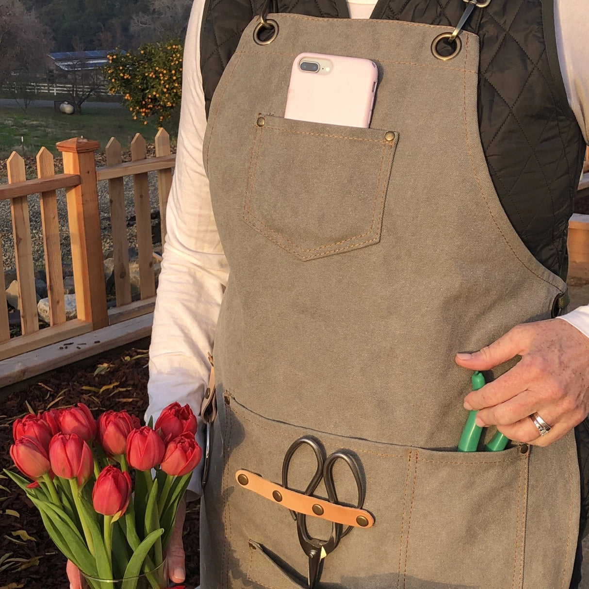 Gardening Apron - Waxed Canvas Apron with Pockets From The Celtic Farm