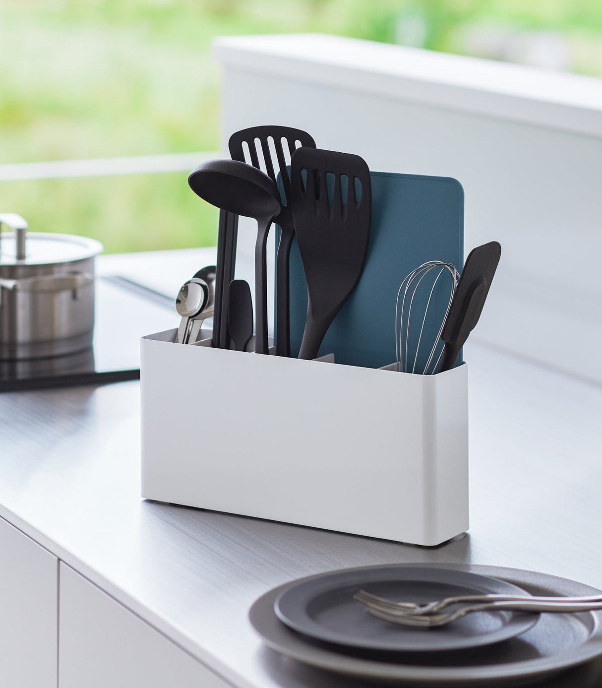 Utensil & Thin Cutting Board Holder - Steel from Yamazaki Home