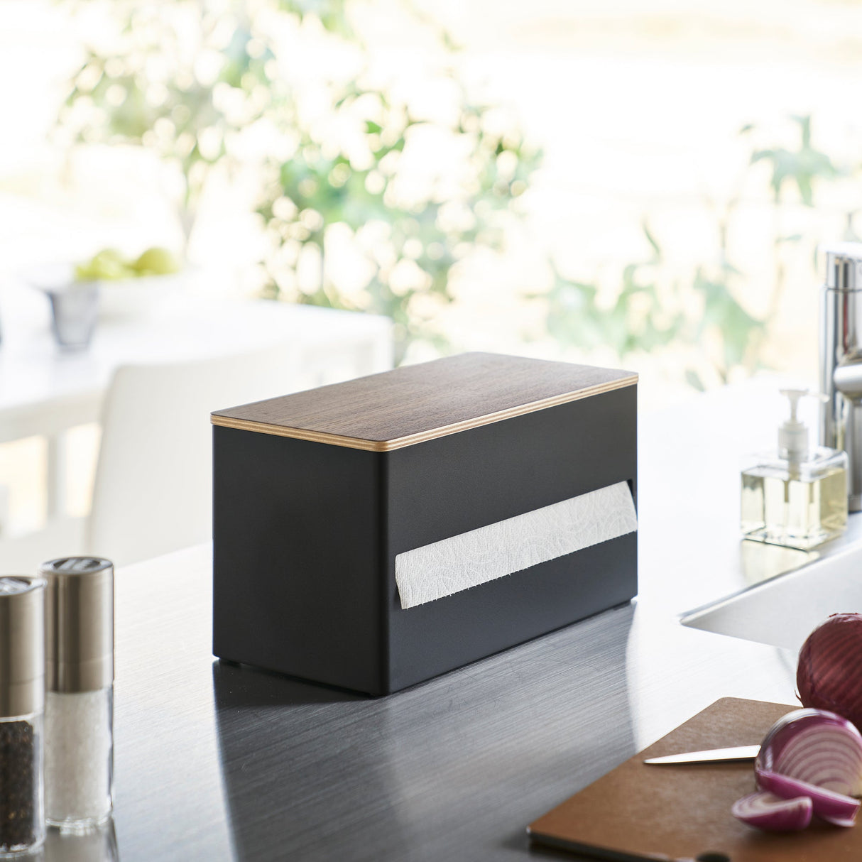 Paper Towel Dispenser - Steel + Wood from Yamazaki Home
