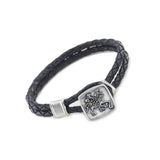 Dancing Skeletons Sterling Silver Leather Bracelet from Cynthia Gale New York