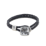 Dancing Skeletons Sterling Silver Leather Bracelet from Cynthia Gale New York