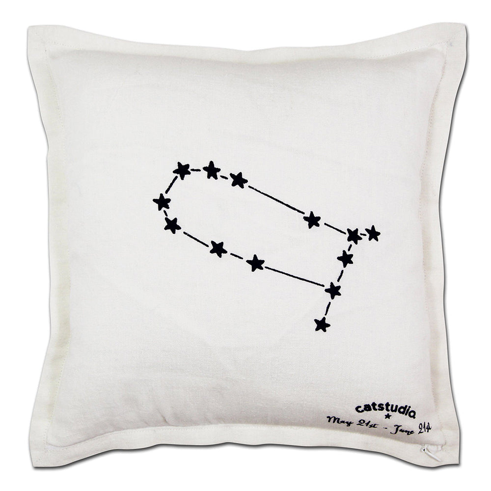 Gemini Astrology Hand-Embroidered Pillow by Cat Studio from Quirks!