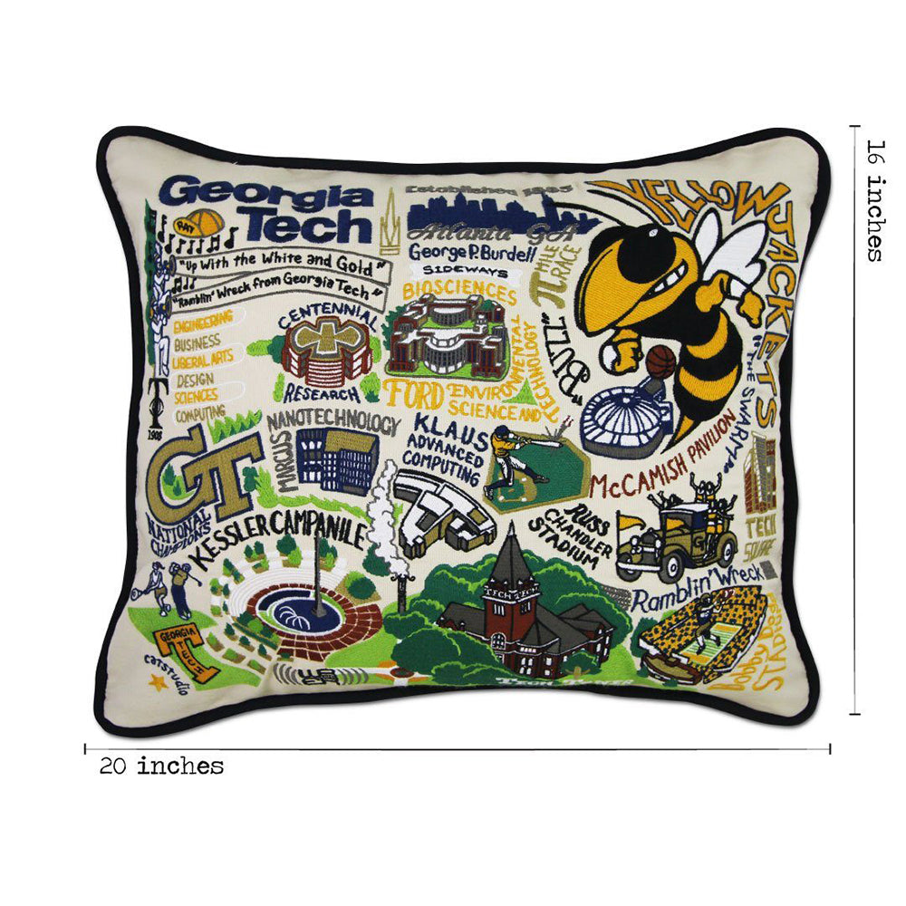 Georgia Tech Collegiate Hand-Embroidered Pillow from Quirks!
