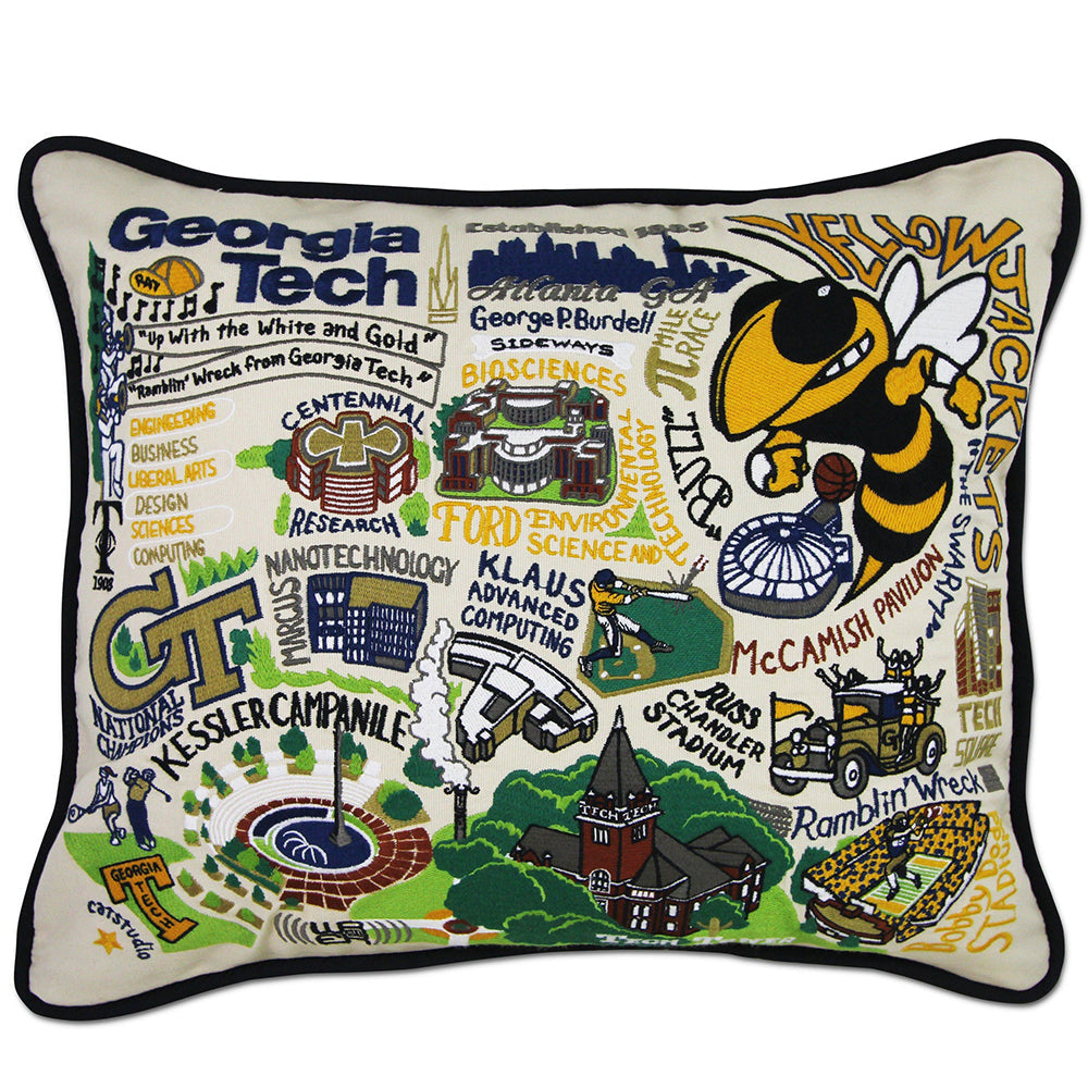 Georgia Tech Collegiate Hand-Embroidered Pillow from Quirks!