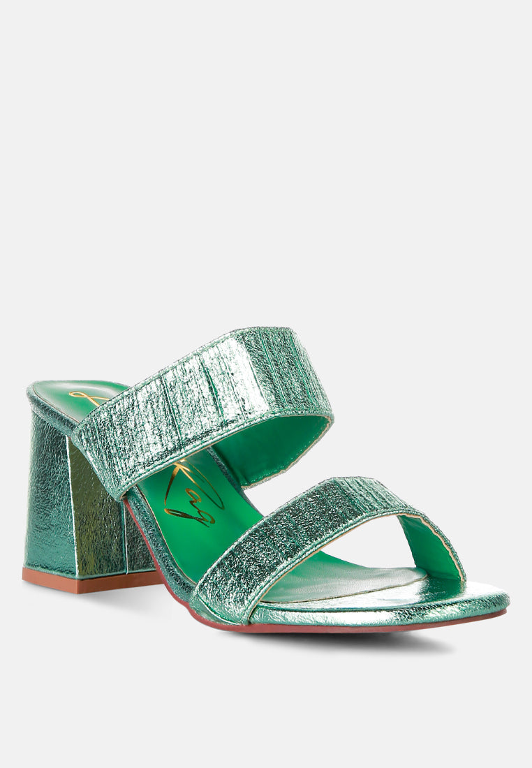 Giblet Metallic Slip On Block Heels from London Rag International