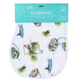 Gift Set: Alabama Baby Muslin Swaddle Blanket and Burp Cloth/Bib Combo from Little Hometown