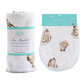 Gift Set: Aw Shucks! Oyster Baby Muslin Swaddle Blanket and Burp Cloth/Bib Combo from Little Hometown