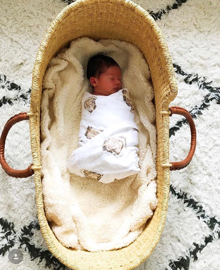 Gift Set: Aw Shucks! Oyster Baby Muslin Swaddle Blanket and Burp Cloth/Bib Combo from Little Hometown