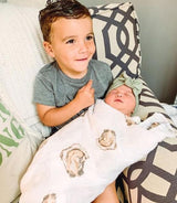 Gift Set: Aw Shucks! Oyster Baby Muslin Swaddle Blanket and Burp Cloth/Bib Combo from Little Hometown