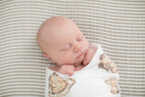 Gift Set: Aw Shucks! Oyster Baby Muslin Swaddle Blanket and Burp Cloth/Bib Combo from Little Hometown