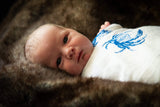 Gift Set: Blue Crab Baby Muslin Swaddle Blanket and Burp Cloth/Bib Combo from Little Hometown