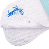 Gift Set: Blue Crab Baby Muslin Swaddle Blanket and Burp Cloth/Bib Combo from Little Hometown