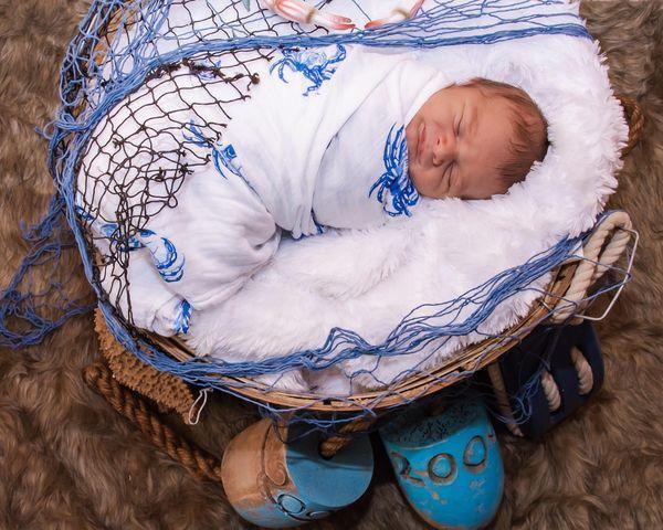 Gift Set: Blue Crab Baby Muslin Swaddle Blanket and Burp Cloth/Bib Combo from Little Hometown